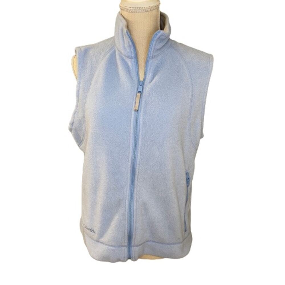 Columbia Women's Sleeveless Fleece Zip Up Light Blue Vest, M
